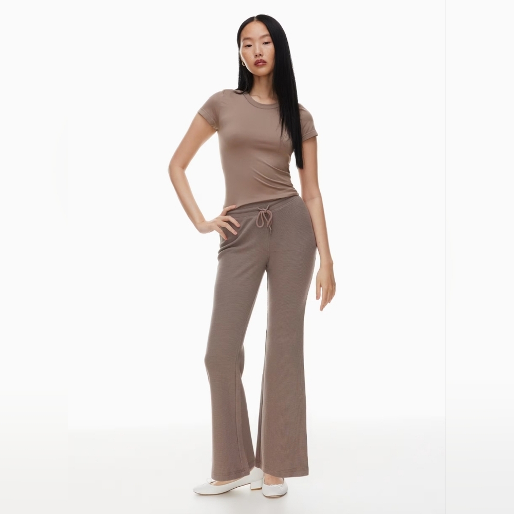 Aritzia Sunday Best Baby Waffle Pants Flare Burgundy Size XS - Picture 7 of 10
